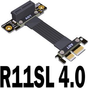 PCI-E 4.0 X1 Riser Cable Dual 90 Degree PCIe Gen4 x1 to 1x Extension Cable PCI Express Riser Card Ribbon Extender 16G/Bps R11SF(R11SL 4.0)(25cm)
