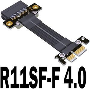 PCI-E 4.0 X1 Riser Cable Dual 90 Degree PCIe Gen4 x1 to 1x Extension Cable PCI Express Riser Card Ribbon Extender 16G/Bps R11SF(R11SF-F 4.0)(25cm)