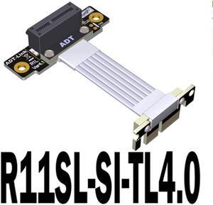 PCI-E 4.0 X1 Riser Cable Dual 90 Degree PCIe Gen4 x1 to 1x Extension Cable PCI Express Riser Card Ribbon Extender 16G/Bps R11SF(R11SL-SI-TL4.0)(30cm)