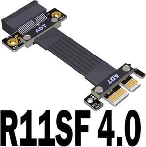 PCI-E 4.0 X1 Riser Cable Dual 90 Degree PCIe Gen4 x1 to 1x Extension Cable PCI Express Riser Card Ribbon Extender 16G/Bps R11SF(R11SF 4.0)(25cm)