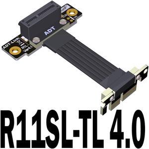 PCI-E 4.0 X1 Riser Cable Dual 90 Degree PCIe Gen4 x1 to 1x Extension Cable PCI Express Riser Card Ribbon Extender 16G/Bps R11SF(R11SL-TL 4.0)(15cm)