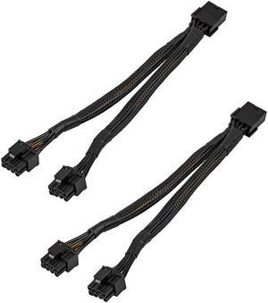 Owltree Braided 20cm Graphics Card GPU Female 8 Pin to Dual 8 Pin 6+2 Pin Male Splitter PCI-E PCIe Power Cable 18AWG 20CM with Sleeve