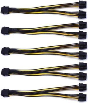 5-Pack PCI-E 8Pin to 2X 8 Pin (6+2) Power Splitter Cable for PCIE PCI Express Image Card Y - Splitter Extension Cable