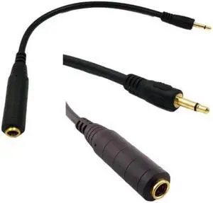 1pc 1Ft 3.5mm 1/8" Male to 6.35mm 1/4 Female Mono Audio Adapter Converter Connector Cord Black Cable