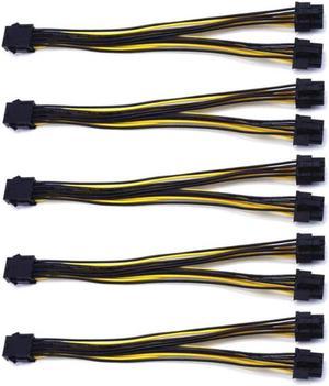 5-Pack PCI-E 8Pin to 2X 8 Pin (6+2) Power Splitter Cable for PCIE PCI Express Image Card Y - Splitter Extension Cable