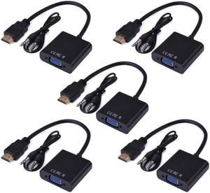 5 Pack HDMI to VGA Moread Gold-Plated HDMI to VGA Adapter (Male to Female) for Computer, Desktop, Laptop, PC, Monitor, Projector, HDTV, Chromebook, Raspberry Pi, Roku, Xbox and More - Black