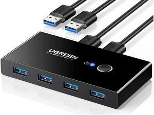 USB 3.0 Switch Selector 2 Computers Share 4 USB 3.0 Ports KVM Switcher USB for PC Laptop Keyboard Mouse Printer Scanner One Button Switch Adapter with 2 Pack USB 3.0 Cables