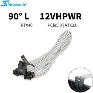 SEASONIC 12VHPWR L Style16-Pin Gen 5 600W 90 Degree Cable, 8-Pin + 8-Pin 9.2 A Terminals/16 AWG- High Current Terminal connectors,Supports 40 Series Graphics Cards - White