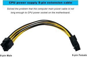 8 Pin CPU Power Cable / Adapter (8 Inch 18AWG) 8 Pin Male (4+4) to 8 Pin Female Connector ATX 12V Internal Power Extension Cable