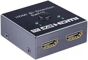 HDMI switch 1 in 2 out/2 in 1 out, supporting 4K60HZ splitter, 4K high-definition cable, 2 in 1 out display