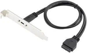Desktop 20 Pin Header Female to USB-C Cable with PCIe profile bracket 19Pin to USB Type-C Adapter Cable 50cm