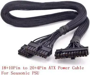 PSU Modular 18+10pin to 24Pin 20+4Pin ATX Power Supply Cable with Net for Seasonic KM3 Series X-750 X-850 SS-1050XP3 M12II Evo Series 520 620 650 750 850 Snow Silent 750 1050 FOCUS PLUS Gold