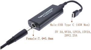 Laptop Dc Power Adapter Connector Charger Converter For Macbook Hp Asus 7.4*5.0mm Female to USB Type C Male Plug Converter#