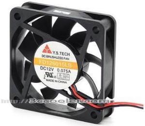Y.S.TECH 60*15mm FD126015LB 12V 0.075A 15.2CFM 2 Wires 6CM Case Fan cooling fan