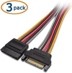 3-Pack 15 Pin SATA Power Extension Cable 8 Inches