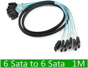 CableDeconn High Speed 6Gbps 6pcs Set Sata 6 SATA Cable SAS Cable for Server 1M
