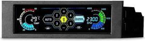 5.25" Fan Controller 5 Channel Touchscreen Fan Controller Temperature Monitor Automatic Speed Control LCD Front Panel for Computer Cooling Fans