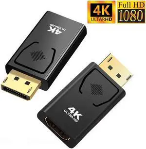 2-Pack 4K DisplayPort to HDMI Adapter, Display Port DP to HDMI Adapter Male to Female Gold Plated 2K 3D 60Hz for HP, HDTV, Dell, GPU, AMD, NVIDIA,Projector, PC,Desktop, More Desktop & Display