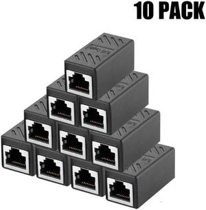 RJ45 Coupler, Ethernet Cable Extender Adapter for Cat7 Cat6 Cat5e, Ethernet Cable Coupler (Black-10 Pack)