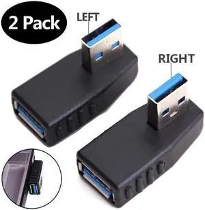 USB 3.0 Adapter 90 Degree Male to Female Coupler Connector Plug Left Angle and Right Angle by Oxsubor