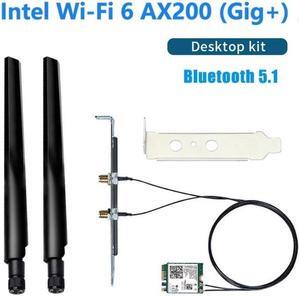 3000Mbps Dual Band Wi-Fi 6 Intel AX200 Gig+ Desktop Kit Bluetooth 5.1 For M.2 2230 Key E Wireless Adapter AX200NGW NGFF Network Card, 2.4Ghz/5Ghz, 802.11ax/ac, Support MU-MIMO, OFDMA, Windows 10