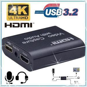 1080P 4K HDMI Video Capture Device HDMI to USB 3.0 Video Capture Card with 3.5mm Stereo Output for PC OBS Live Broadcast