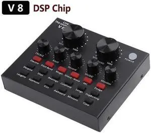 V8 Sound Card Audio USB 5.0 Headset Microphone Webcast Live Sound Card 18 Sound Effects 6 Modes Sound Card for Phone Computer