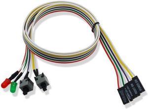 PC Power Switch Cable with LED Light Desktop Computer Case Re-starting Button Power Supply Reset HDD Switch Lead(Double Switch)