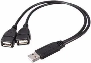 USB 2.0 A Male To 2 Dual USB Female Splitter Hub Power Cord Adapter Cable Lead