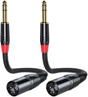 2pcs Easy To Plug Male Connector 6.5mm 3 Pin Gold Plated Clear Sound Sturdy Flexible Balanced Microphone Audio Adapter Cable