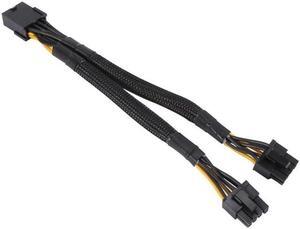 GPU PCIe 8 Pin Female to Dual 2X 8 Pin (6+2) Male PCI Express Power Adapter Braided Y-Splitter Extension Cable,20cm