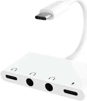 4 In 1 Audio Adapter Home Office Plug And Play Charing Splitter Voice Call USB C To 3.5mm Headphone Jack Volume Control Portable