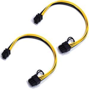 6 Pin Male to 8 Pin (6+2) Male PCIe Adapter Power Cable PCI Express Extension Cable 12.5 Inches (2 Pack)