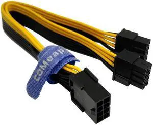 (2-Pack) GPU VGA PCIe 8 Pin Female to Dual 2X 8 Pin (6+2) Male PCI Express Power Adapter Y-Splitter Extension Cable 9.4-inch(24cm)