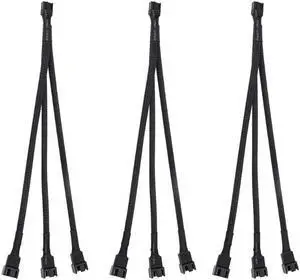 Fan Splitter 3 Pack PWM Fan Splitter Cable 3 Way 4 Pin 3 Pin Sleeved Braided Extension Power Cable 1 to 3 Converter for PC Matherboard Desktop Computer CPU Fan 10.6 inches