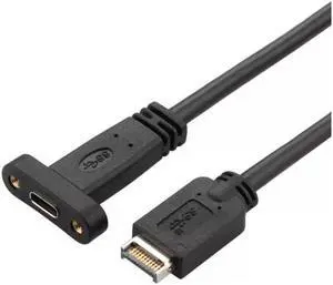 USB C Header Cable USB 3.1 Front Panel Header to USB-C Type-C Female Extension Cable 40cm with Panel Mount Screw USB C to USB3.1