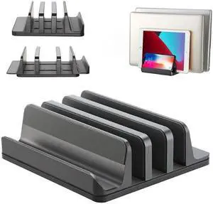 Aluminum alloy laptop stand base, laptop tablet desktop multi slot storage stand Silver