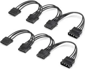 Aomoproing  4 Pin IDE Power Supply Extension Cable 1 to 3 Y Splitter 6.7 inch