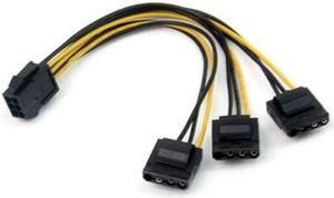 Aomoproing  2pcs PCIe 6pin Female to 3 Molex IDE 4pin Female Graphic Card Power Supply Cable