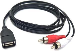 Aomoproing USB to 2RCA Cable,USB 2.0 Female to 2 Dual RCA Male Jack Y Splitter Audio Video AV Composite Adapter Cable - 5 Feet/1.5M