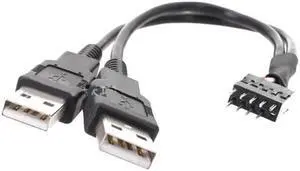 Dual USB-A Male Header to Motherboards 9Pin Connector Cable Converter Adapter Cord for Computer Mainboard(50cm)