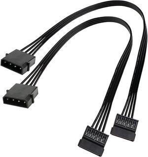 Aomoproing   FOR Molex IDE 4 Pin Male to 15 Pin Female SATA Power Converter Adapter Cable Hard Drive HDD SSD Power Extension Cable,2 Pack