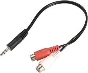 3.5mm Jack Male To 2 RCA Female Jack RCA Stereo Audio Cable Converter Adapter