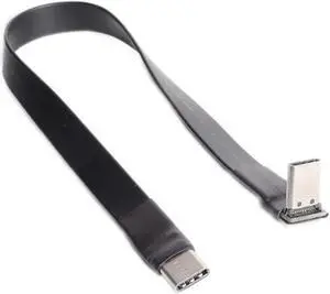 USB 3.1 Type C to Type C Extension Cable 90 Degree Adapter FPC FPV Ribbon Flat USB C Cable 3A 10Gbps EMI Shielding, 30cm
