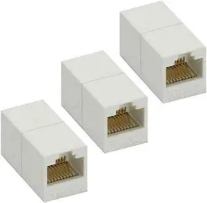 3 Pcs Cat5e RJ45 Female to Female Inline Ethernet Crossover Coupler Cable Joiner