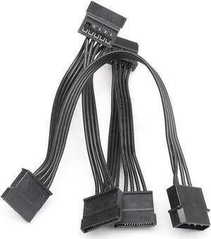 4 Pin Molex Male to 5 x 15 Pin SATA Female Power Cable Adapter For Multiple HDD