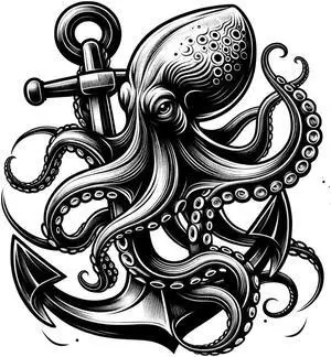 Octopus Wrapped Around Anchor Temporary Tattoos Unique Tattoo Hands Party Favors For Kids Fake Face Tattoos 6 Pcs Style A3.7 x 3.7 inches