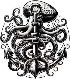 Octopus Wrapped Around Anchor Temporary Tattoos Unique Tattoo Hands Party Favors For Kids Fake Face Tattoos 6 Pcs Style C3.7 x 3.7 inches