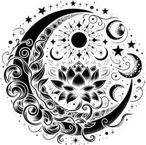 Lotus Moon Temporary Tattoos Unique Tattoo Hands Party Favors For Kids Fake Face Tattoos 6 Pcs3.7 x 3.7 inches