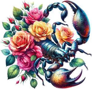 Scorpion Flowers Temporary Tattoos Unique Tattoo Hands Party Favors For Kids Fake Face Tattoos 6 Pcs3.7 x 3.7 inches